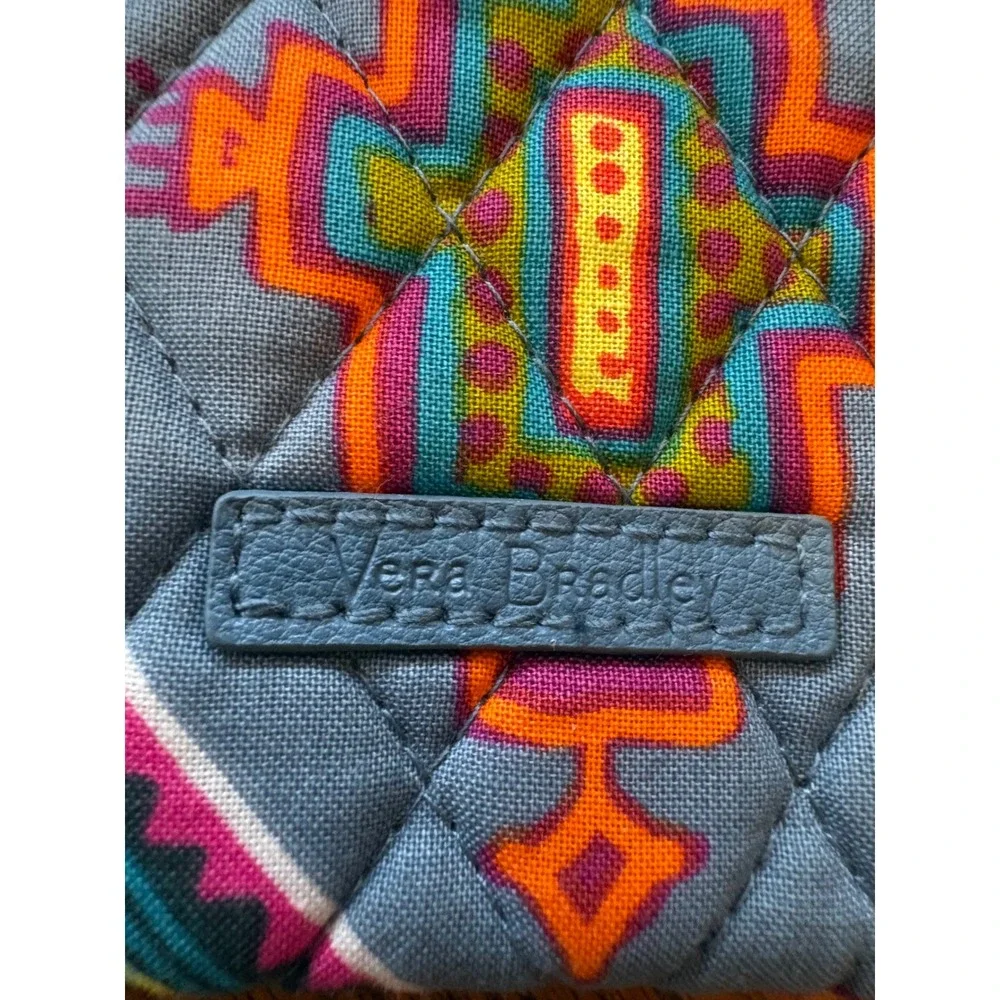 Vera Bradley Quilted Wristlet Wallet Southwestern Aztec Print Blue Multi‎ Color